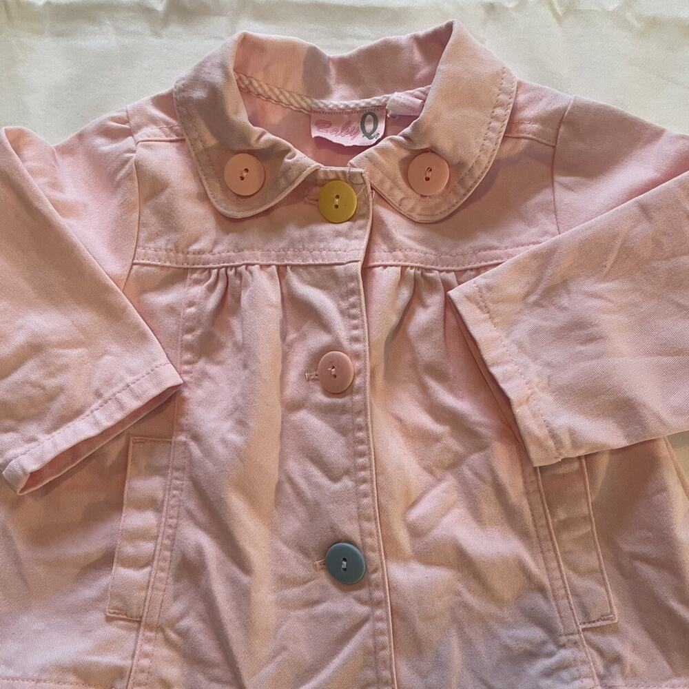 Baby Q Pink Button Cotton Jacket Size 6/9 M - Picture 2 of 8